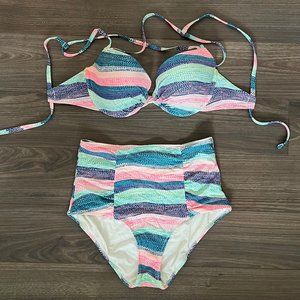 Aerie - Retro Patterned High Waisted Swimsuit